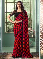 Chiffon Black Party Wear Embroidery Work Saree